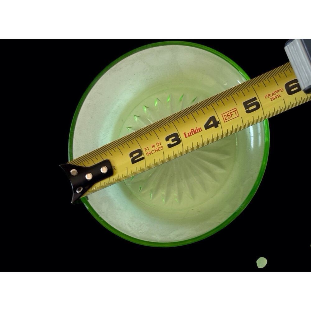 Uranium Glass Depression Glass Juicer Reamer Vintage 2 Piece Great Glow! - Picture 7 of 9